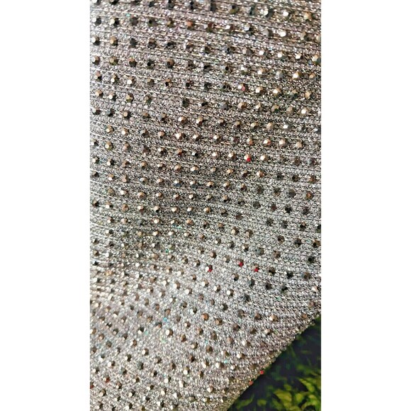 Silver Rhinestone Boots Womens Size 9 Glaze 4" Heel Pointed Toe - Picture 11 of 14